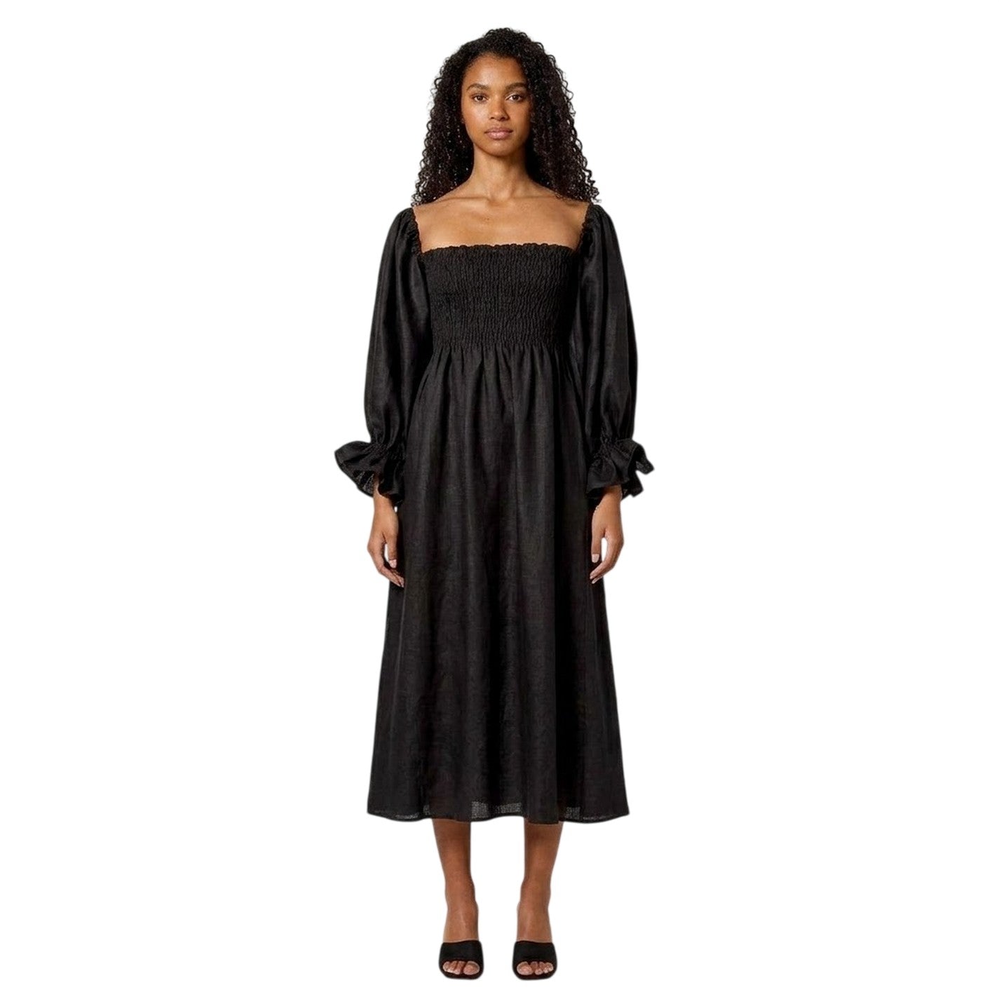 Black - Front - Sleeper Womens-Ladies Linen Dress