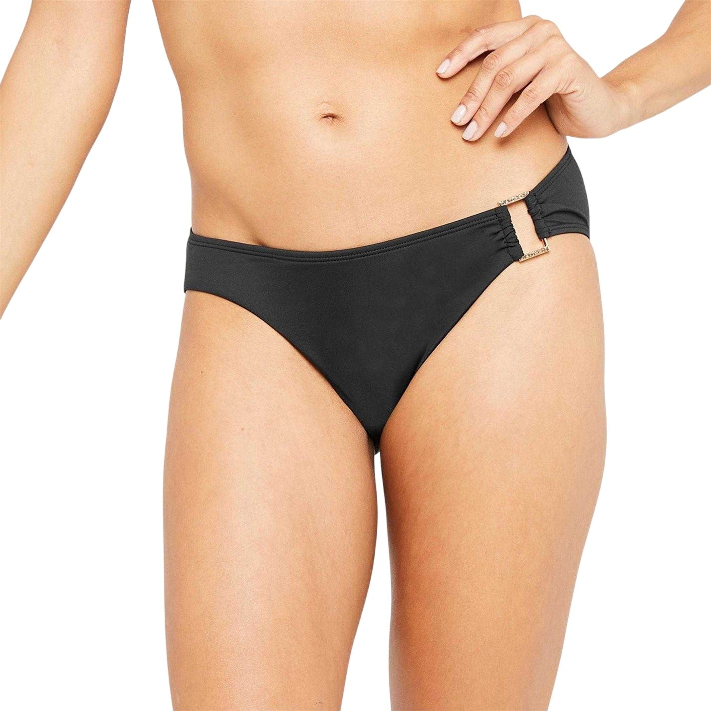 Black - Side - Ralph Lauren Womens-Ladies Ring Hipster Bikini Bottoms