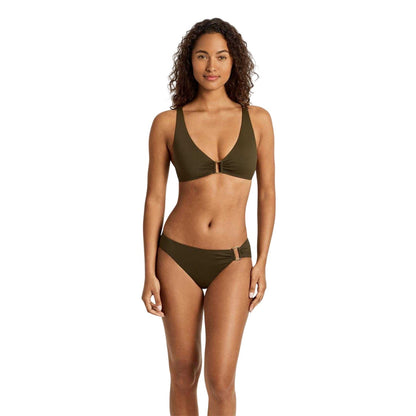 Khaki Green - Side - Ralph Lauren Womens-Ladies Ring Hipster Bikini Bottoms