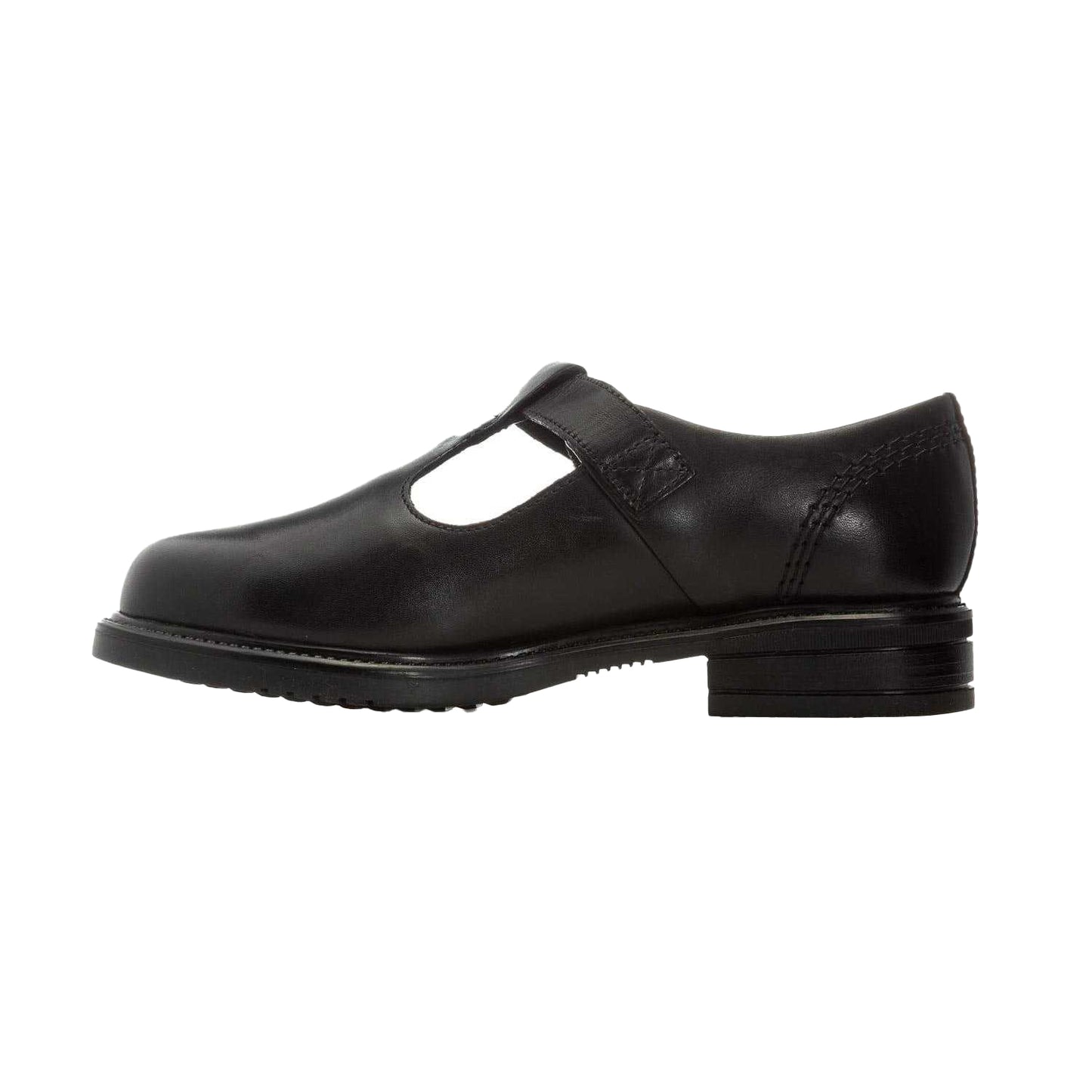 Black - Side - Kickers Girls Lach Leather T-Bar School Shoes