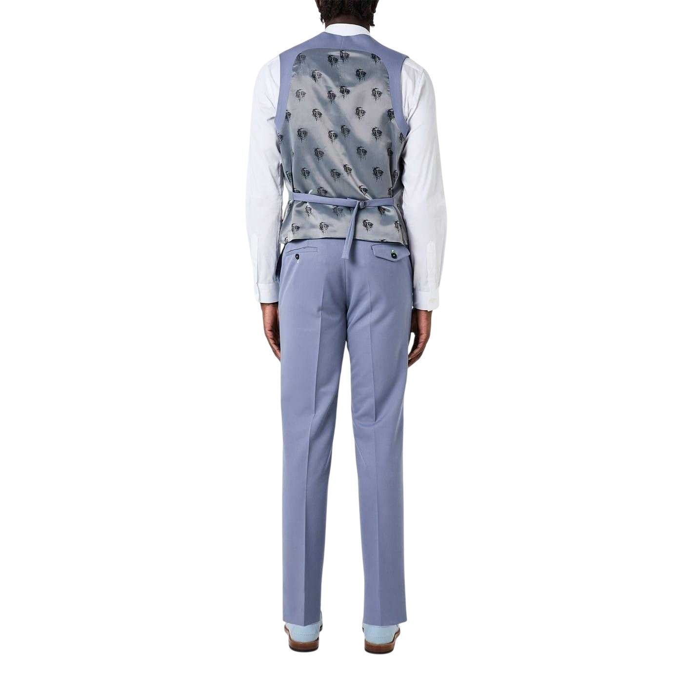 Cornflower Blue - Back - Twisted Tailor Mens Slim Waistcoat