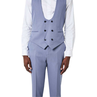 Cornflower Blue - Side - Twisted Tailor Mens Slim Waistcoat