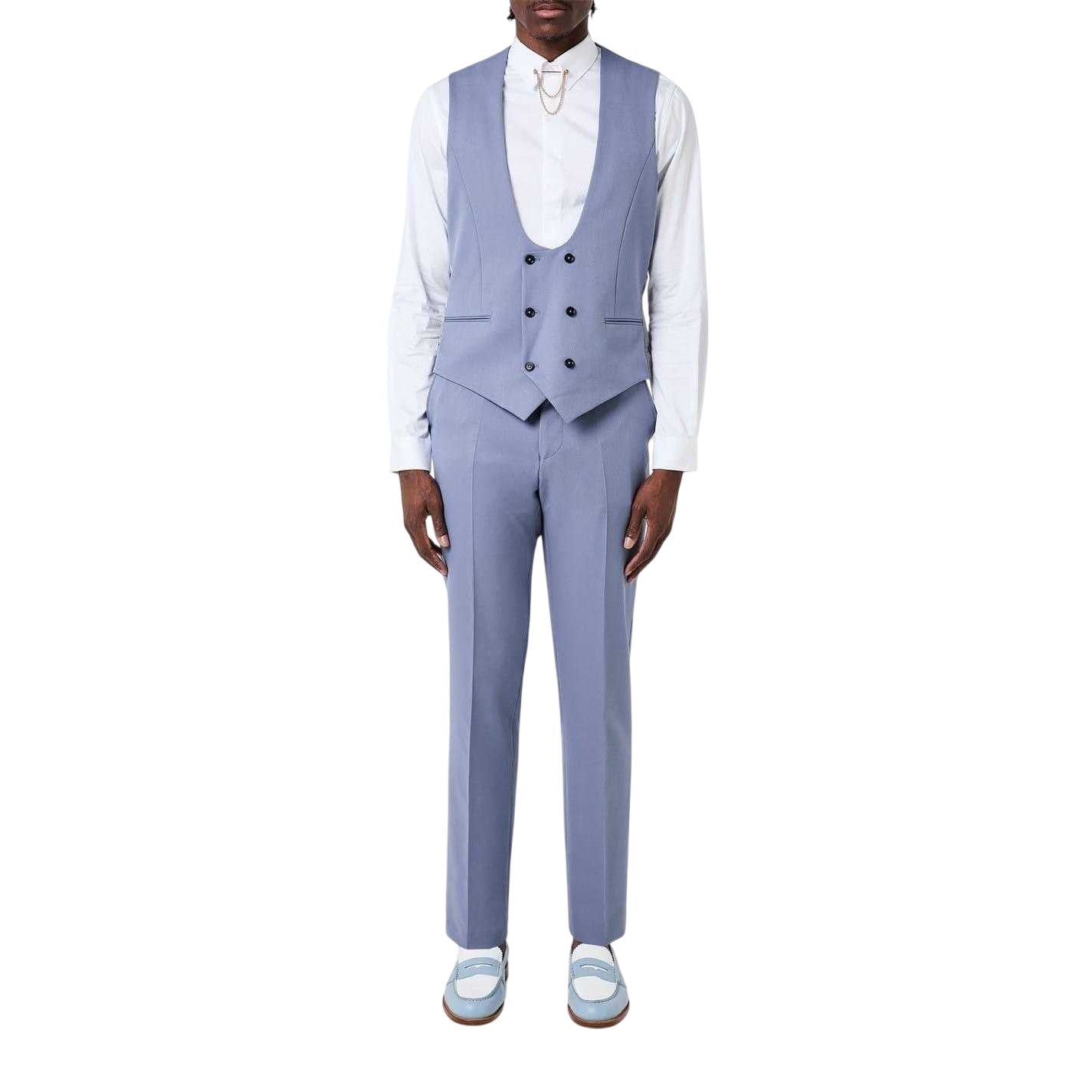 Cornflower Blue - Lifestyle - Twisted Tailor Mens Slim Waistcoat