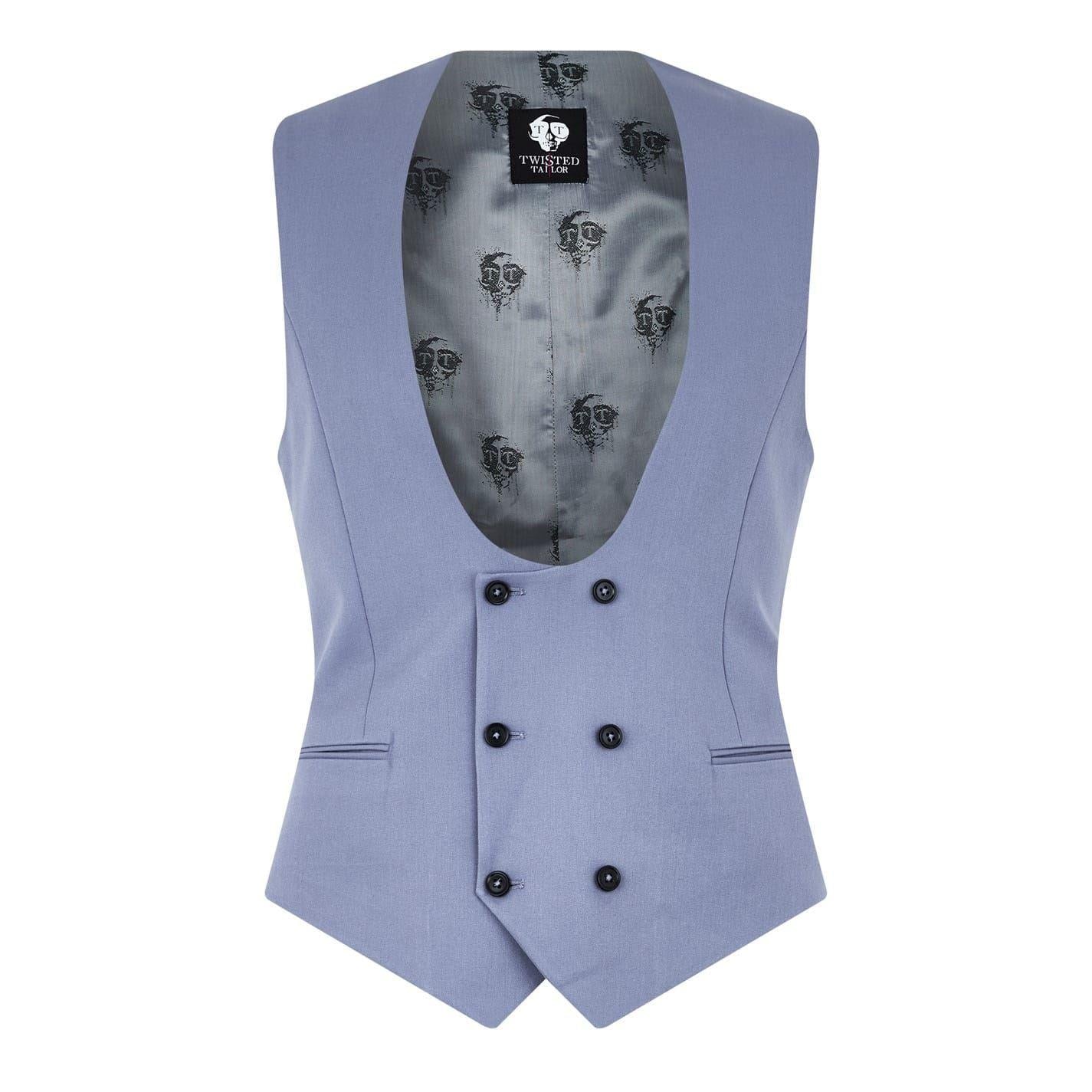Cornflower Blue - Front - Twisted Tailor Mens Slim Waistcoat