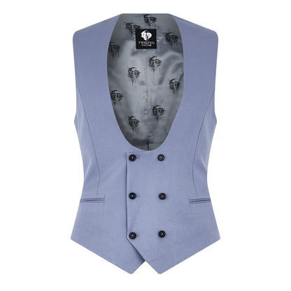 Cornflower Blue - Front - Twisted Tailor Mens Slim Waistcoat