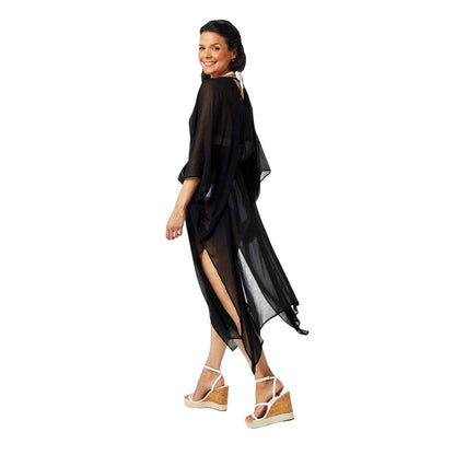 Black - Back - Biba Womens-Ladies Chiffon Kaftan