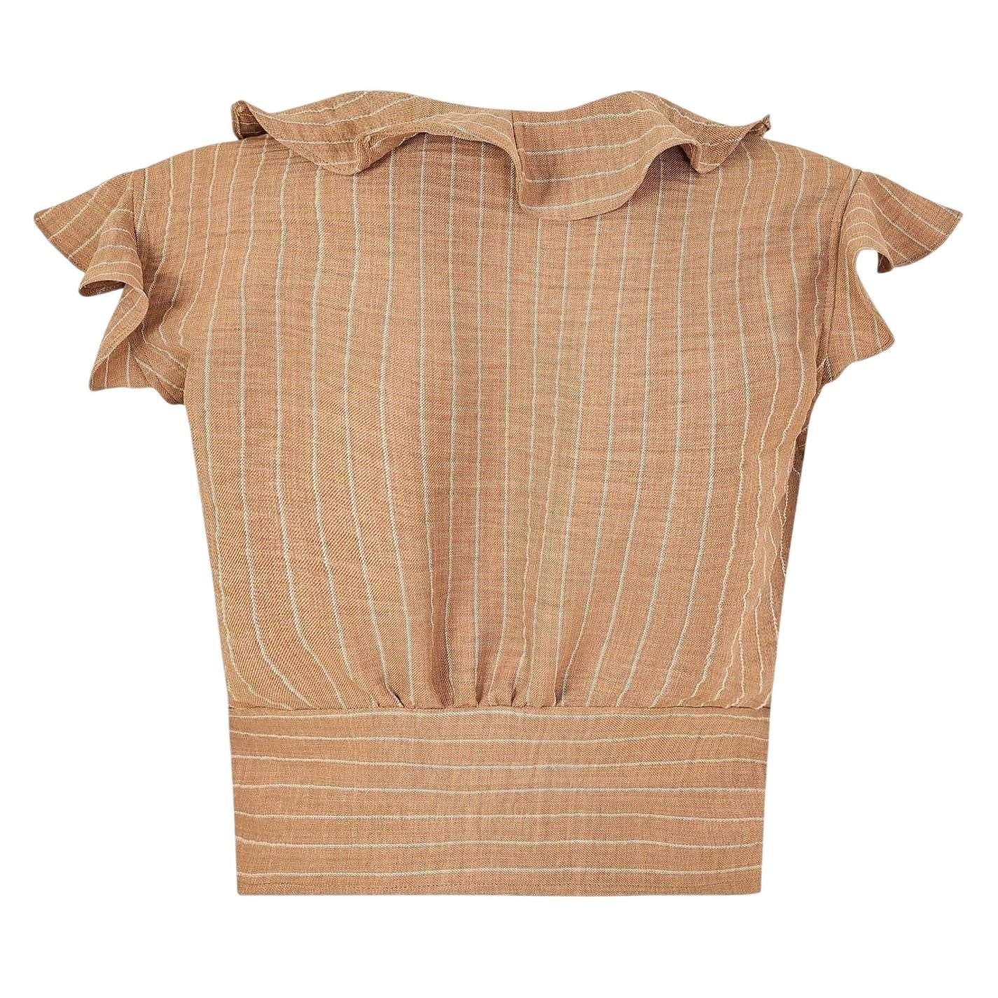 Camel - Back - Biba Womens-Ladies Striped Ruffles Waistcoat