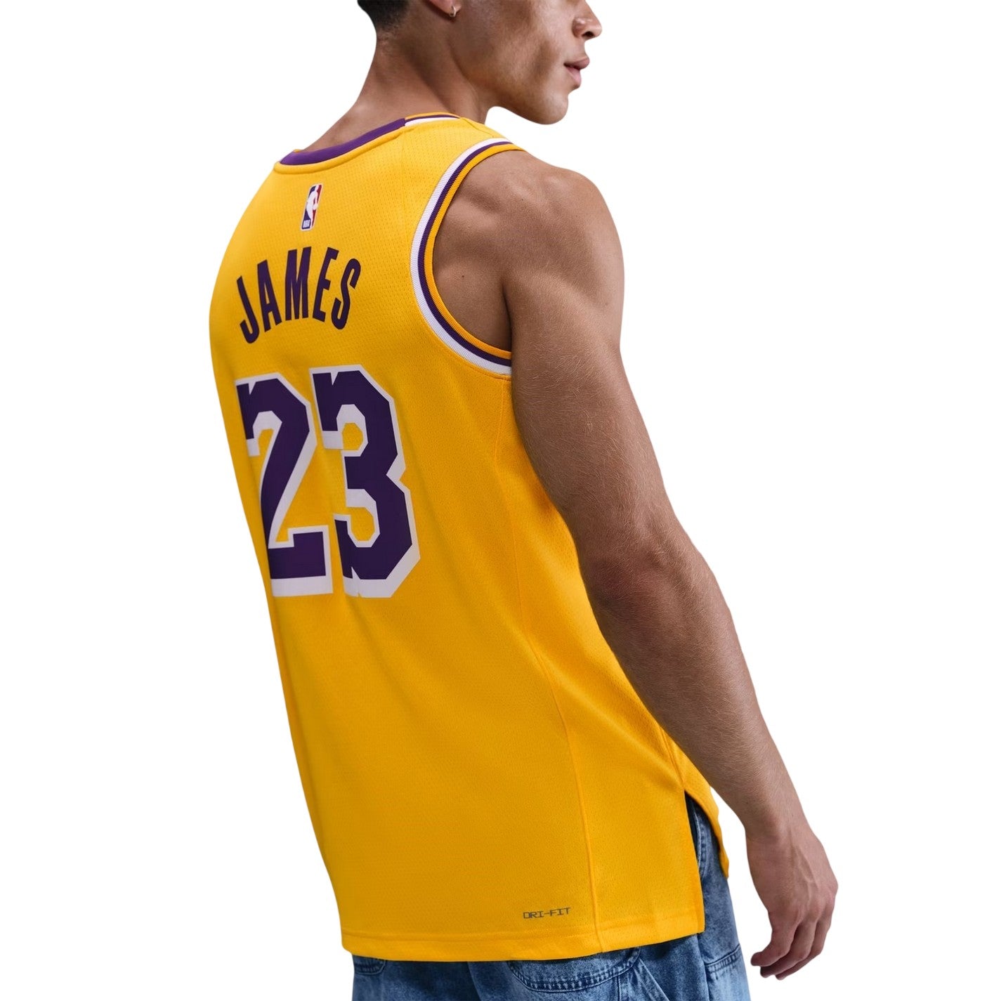 Yellow - Back - Nike Mens NBA Icon Edition Swingman LA Lakers Basketball Jersey