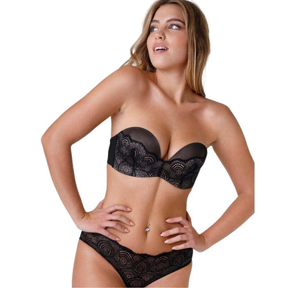 Black - Side - Wonderbra Womens-Ladies Glamour Strapless Bra