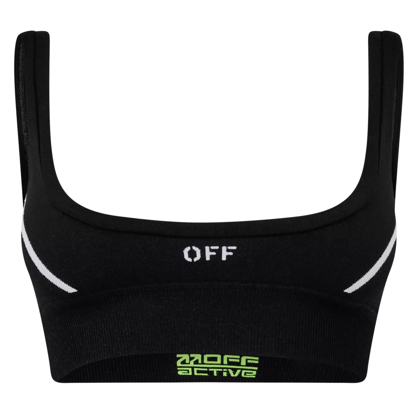Black - Front - Off White Womens-Ladies Scoop Neck Snug Fit Sports Bra