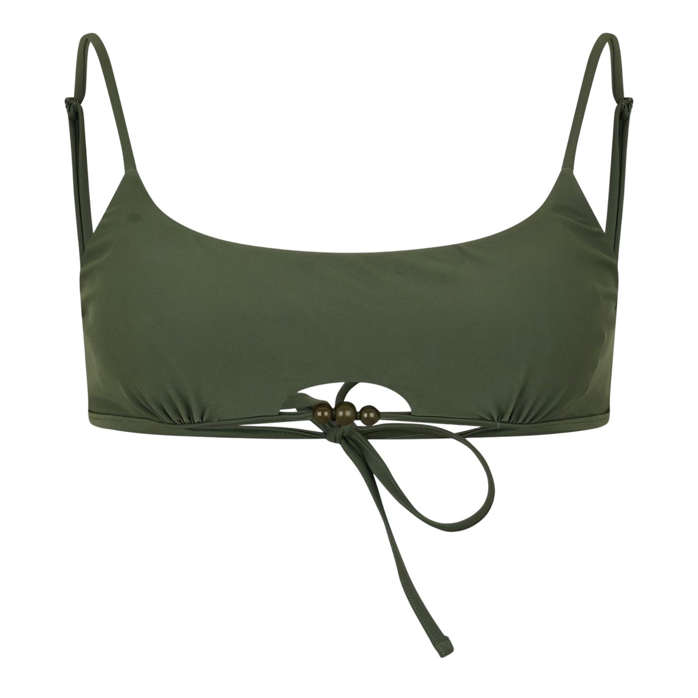 Khaki Green - Front - Jack Wills Womens-Ladies Beaded Bikini Top
