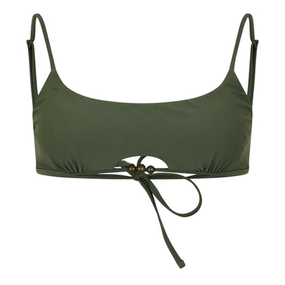 Khaki Green - Front - Jack Wills Womens-Ladies Beaded Bikini Top