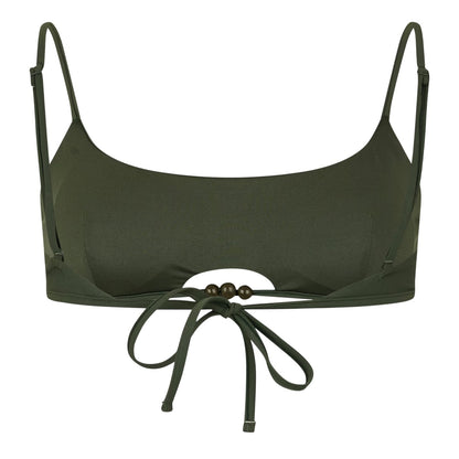 Khaki Green - Back - Jack Wills Womens-Ladies Beaded Bikini Top