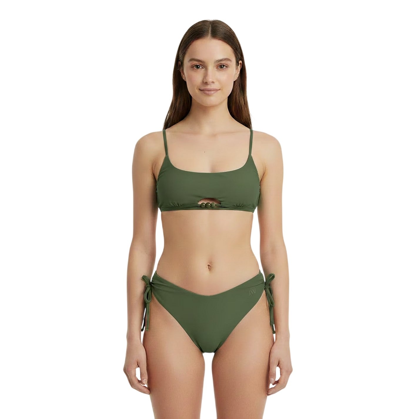 Khaki Green - Side - Jack Wills Womens-Ladies Beaded Bikini Top