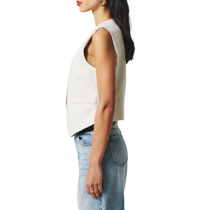 Birch - Side - Vero Moda Womens-Ladies Asymmetric Linen Vest Top