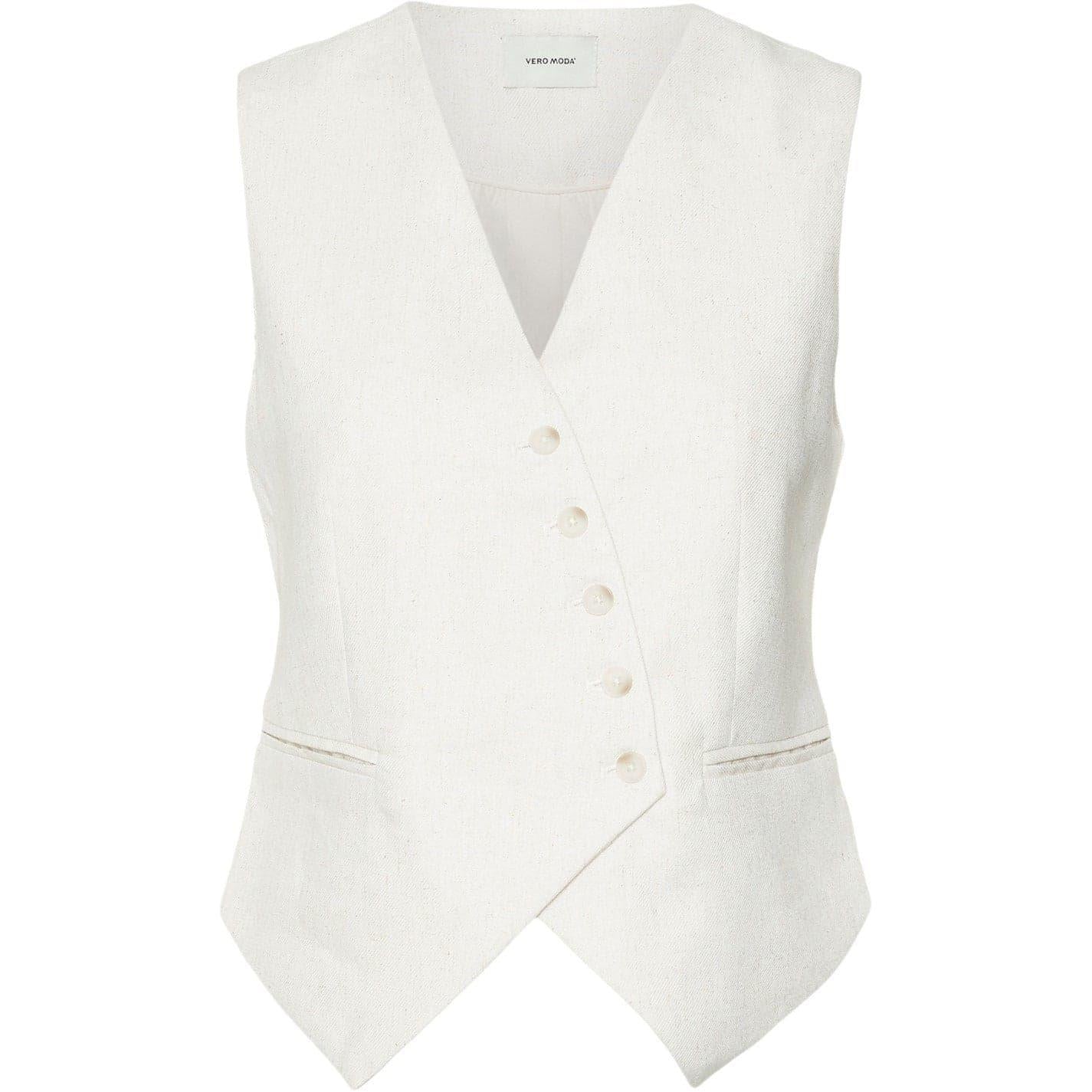 Birch - Front - Vero Moda Womens-Ladies Asymmetric Linen Vest Top