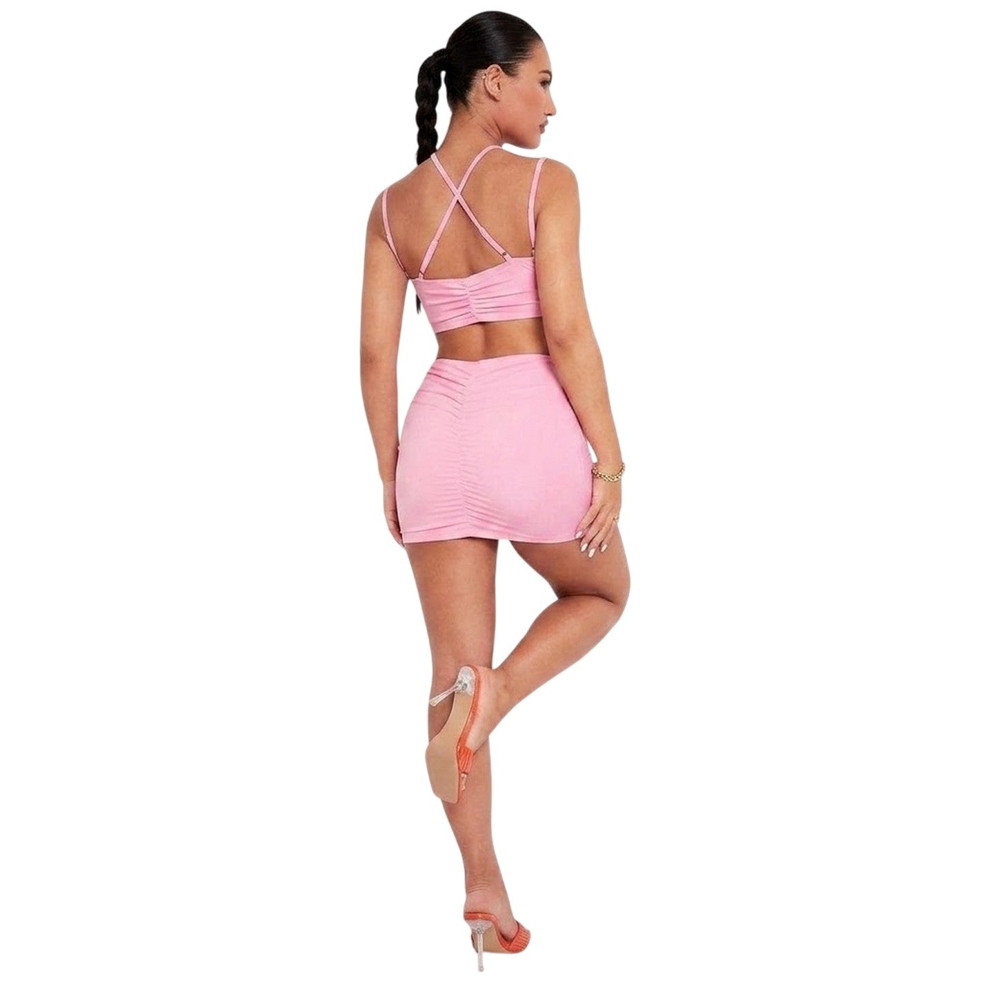Pink - Back - Missy Empire Womens-Ladies Ruched Fitted Bralette