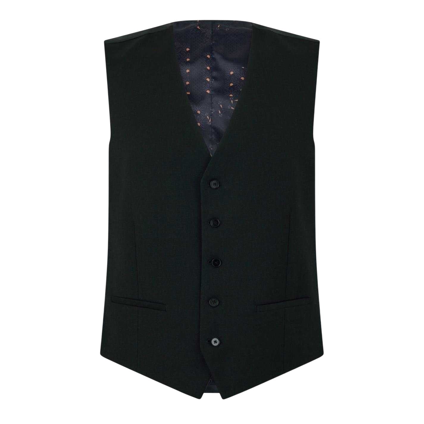 Black - Front - Ted Baker Mens Textured Slim Formal Gilet