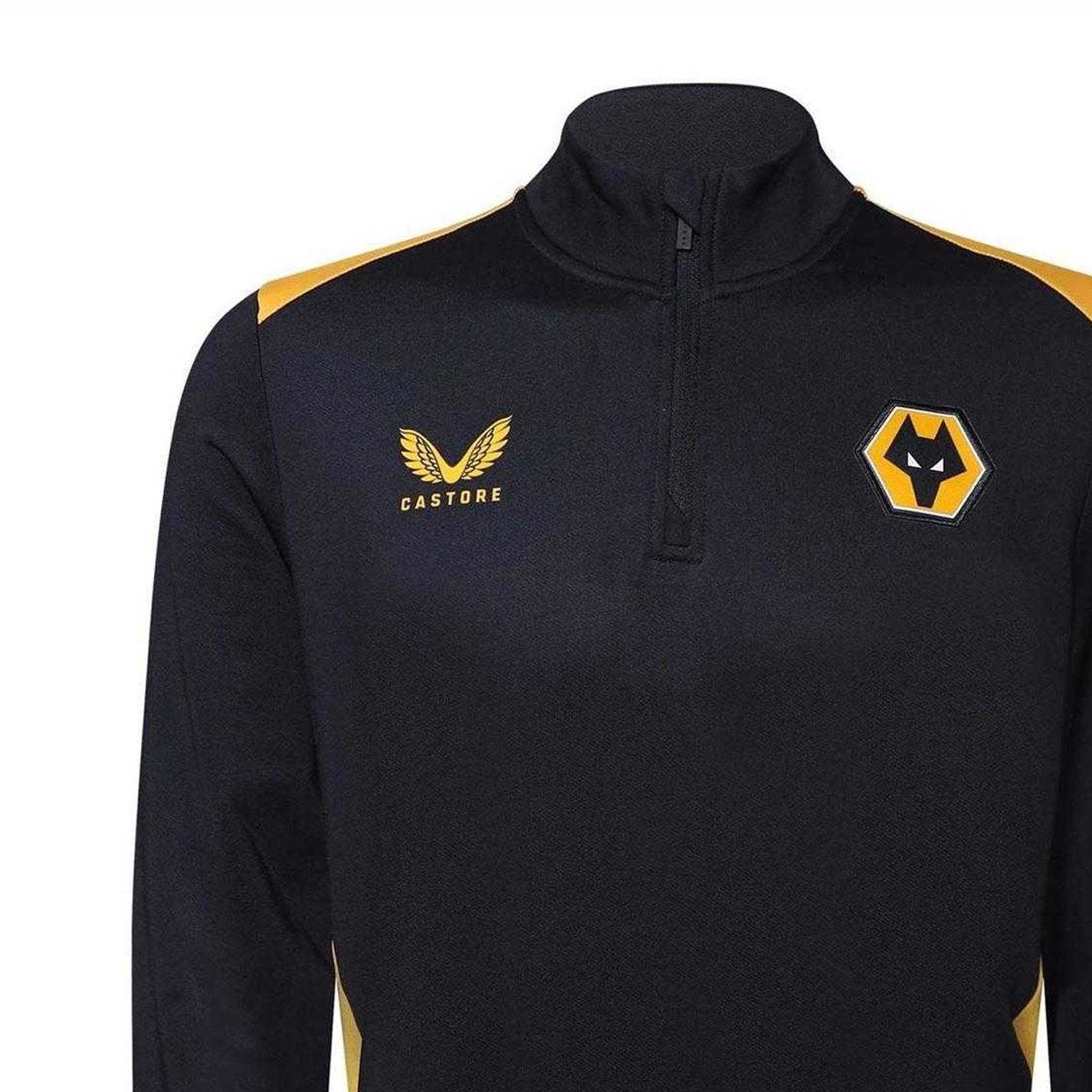 Caviar-Old Gold - Side - Castore Mens Wolverhampton Wanderers FC Quarter Zip Training Track Top