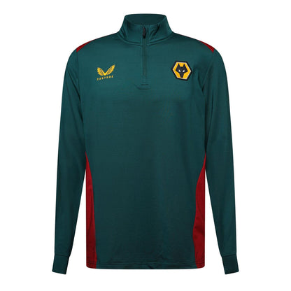 Red - Front - Castore Mens Wolverhampton Wanderers FC Quarter Zip Training Track Top