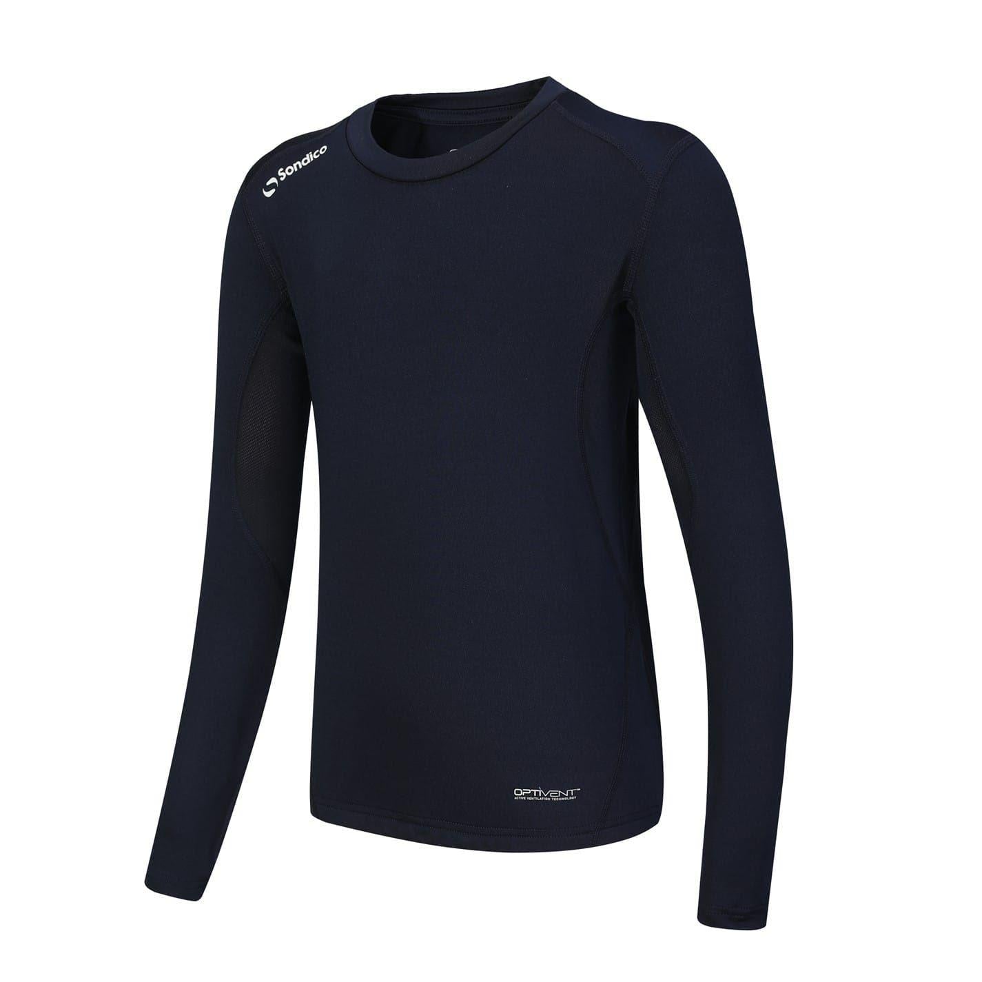 Navy - Side - Sondico Childrens-Kids Core Breathable Long-Sleeved Base Layer Top