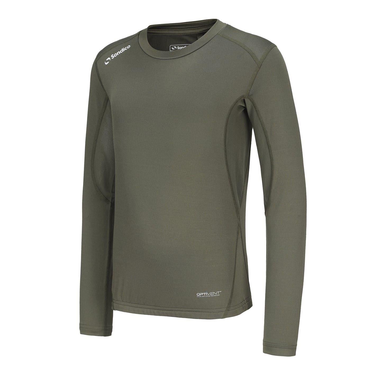 Olive - Side - Sondico Childrens-Kids Core Breathable Long-Sleeved Base Layer Top
