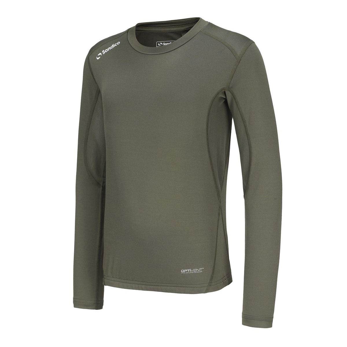 Olive - Side - Sondico Childrens-Kids Core Breathable Long-Sleeved Base Layer Top