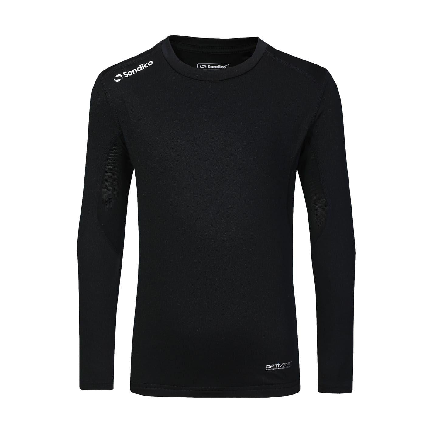 Black - Front - Sondico Childrens-Kids Core Breathable Long-Sleeved Base Layer Top