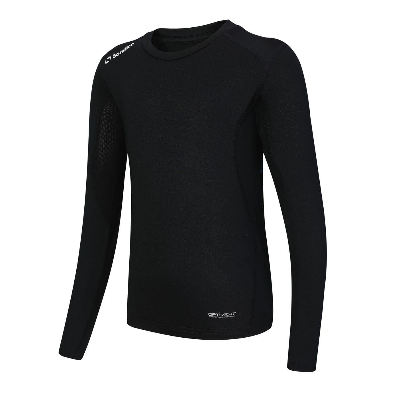 Black - Side - Sondico Childrens-Kids Core Breathable Long-Sleeved Base Layer Top