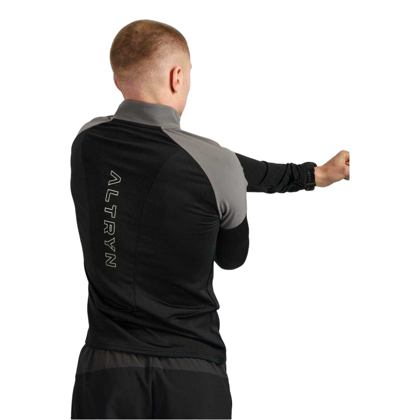 Black-Grey Melange - Back - ALTRYN Mens Anderson Base Layer Top