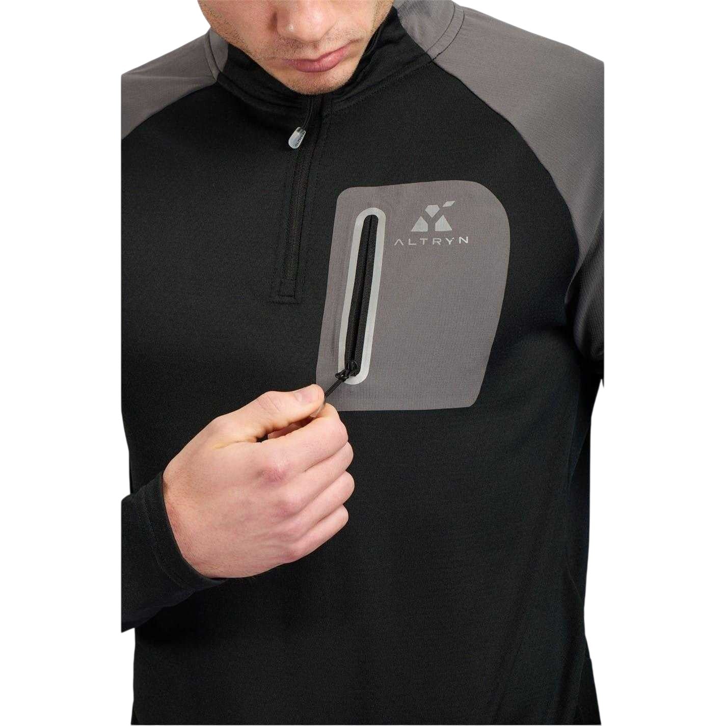 Black-Grey Melange - Side - ALTRYN Mens Anderson Base Layer Top