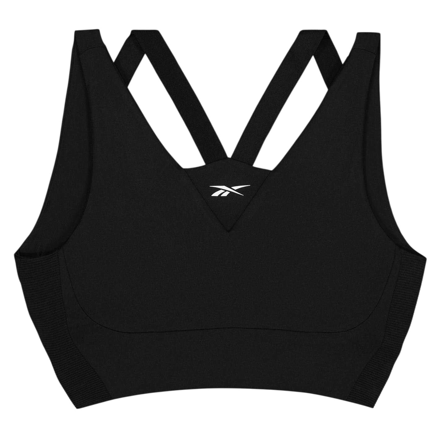 Black - Front - Reebok Womens-Ladies V Neck Sports Bra