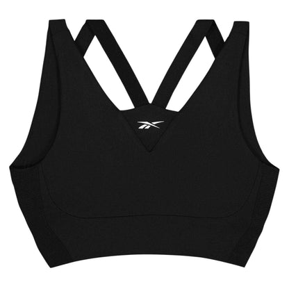 Black - Front - Reebok Womens-Ladies V Neck Sports Bra