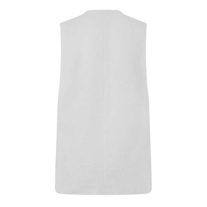 Optic White - Back - Edited Womens-Ladies Cotton Linen Waistcoat