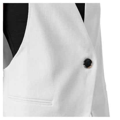 Optic White - Side - Edited Womens-Ladies Cotton Linen Waistcoat