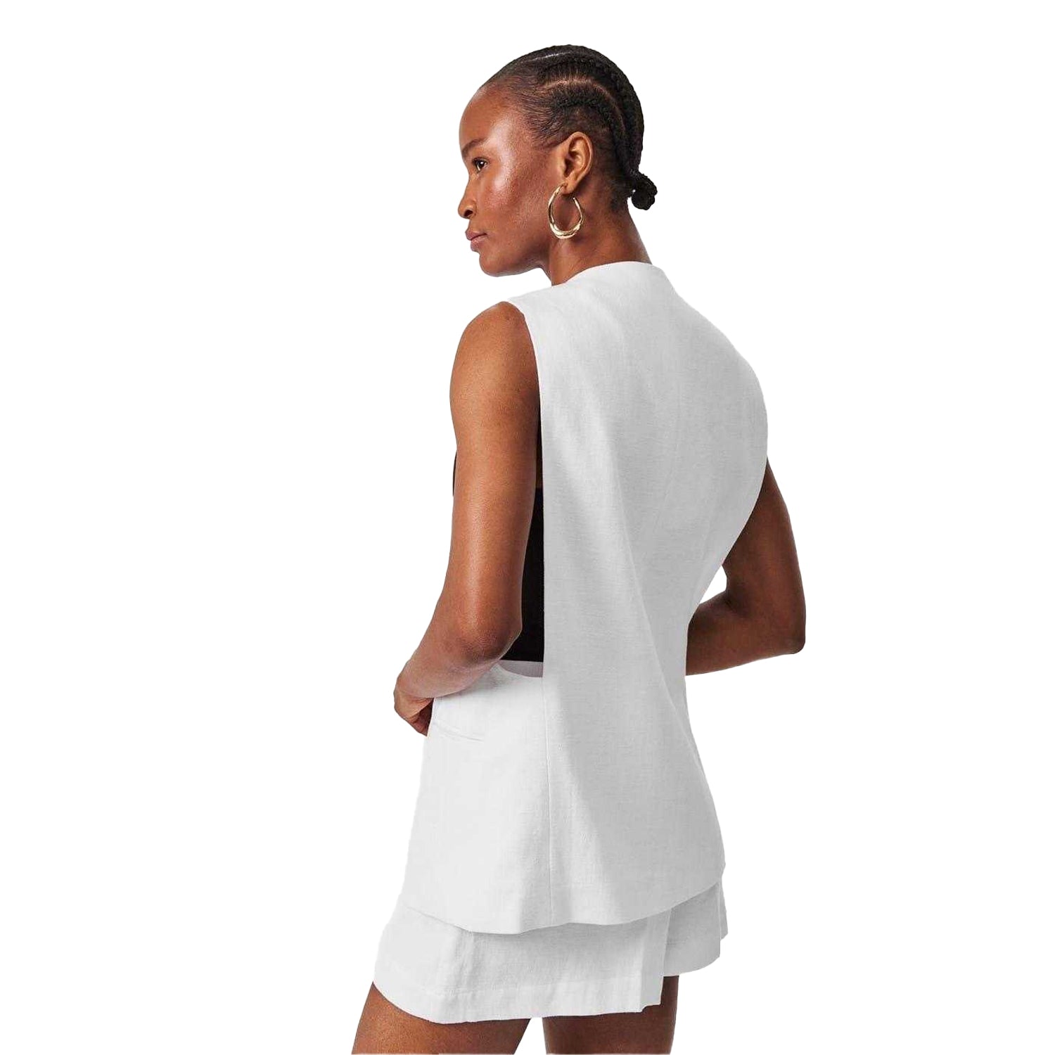 Optic White - Pack Shot - Edited Womens-Ladies Cotton Linen Waistcoat