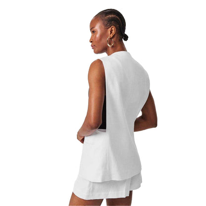 Optic White - Pack Shot - Edited Womens-Ladies Cotton Linen Waistcoat