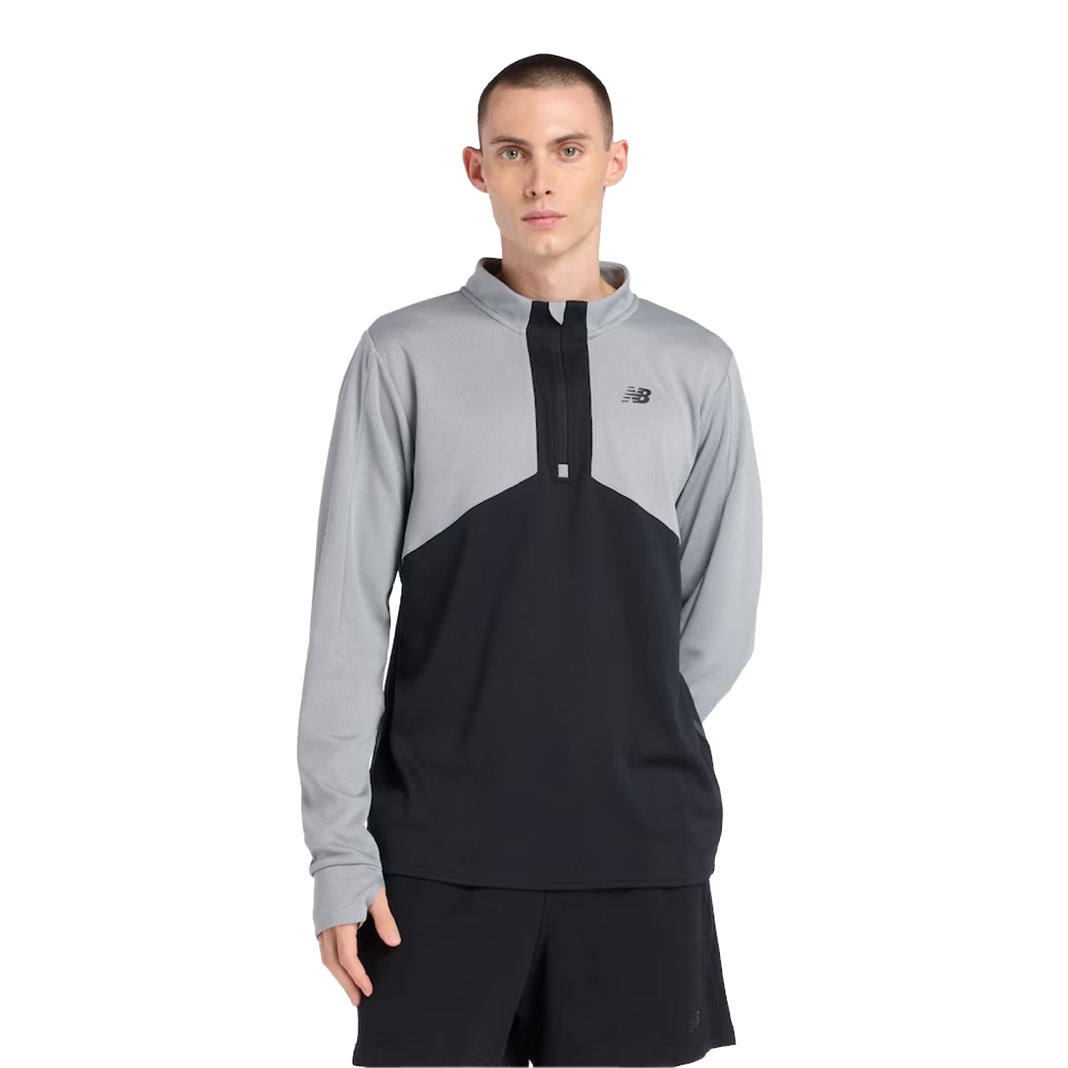 Grey - Front - New Balance Mens Utility Quarter Zip Track Top