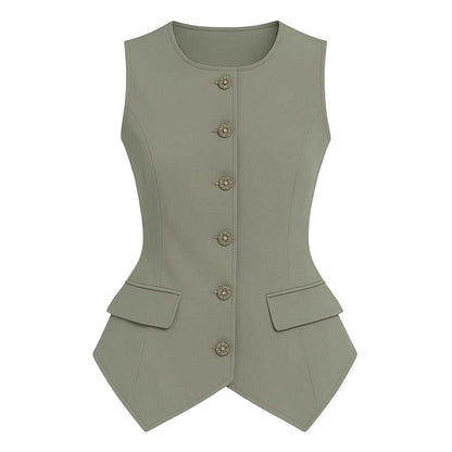 Khaki Green - Front - I Saw It First Womens-Ladies Waistcoat