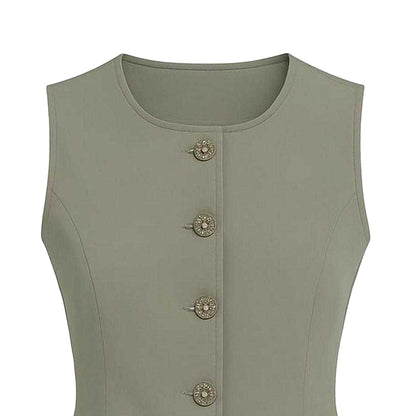 Khaki Green - Side - I Saw It First Womens-Ladies Waistcoat