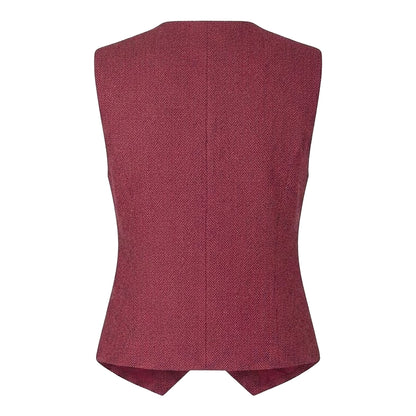 Pink - Back - Lily And Lionel Womens-Ladies Pandora Herringbone Sleeveless Waistcoat