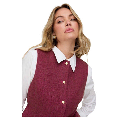 Pink - Side - Lily And Lionel Womens-Ladies Pandora Herringbone Sleeveless Waistcoat
