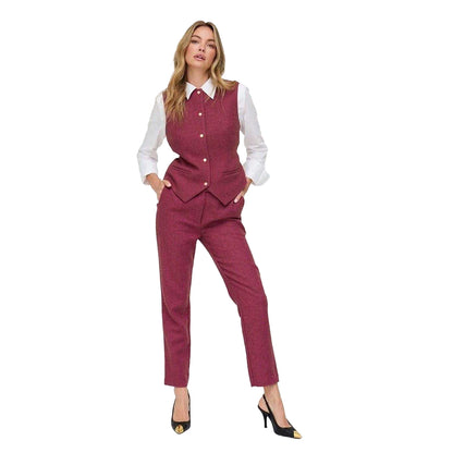 Pink - Pack Shot - Lily And Lionel Womens-Ladies Pandora Herringbone Sleeveless Waistcoat