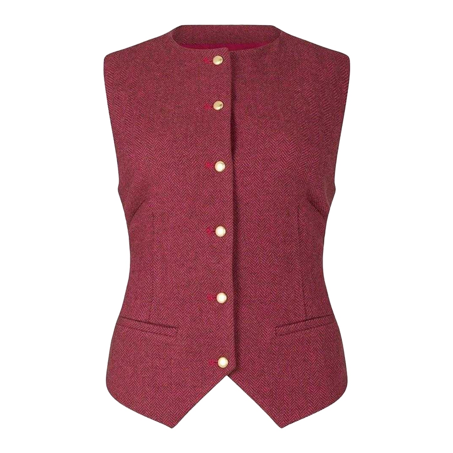 Pink - Front - Lily And Lionel Womens-Ladies Pandora Herringbone Sleeveless Waistcoat