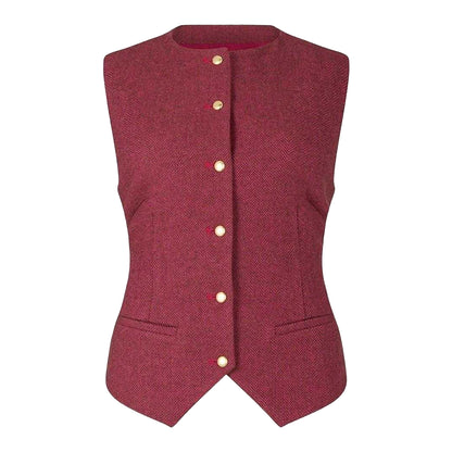 Pink - Front - Lily And Lionel Womens-Ladies Pandora Herringbone Sleeveless Waistcoat