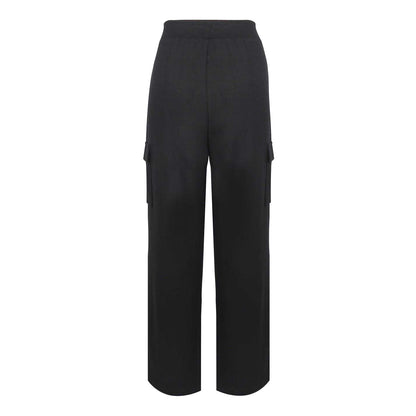Black - Back - Biba Womens-Ladies Open Hem Wide Leg Joggers