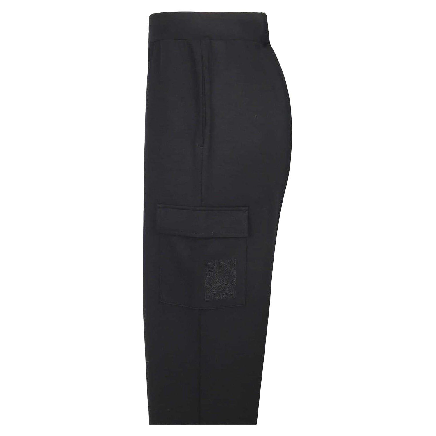 Black - Side - Biba Womens-Ladies Open Hem Wide Leg Joggers