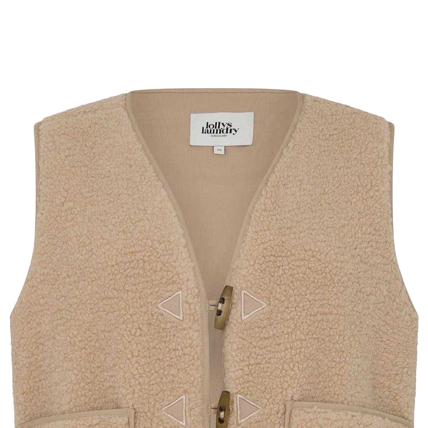 Beige - Side - Lollys Laundry Womens-Ladies Hugo Patterned Fleece Waistcoat