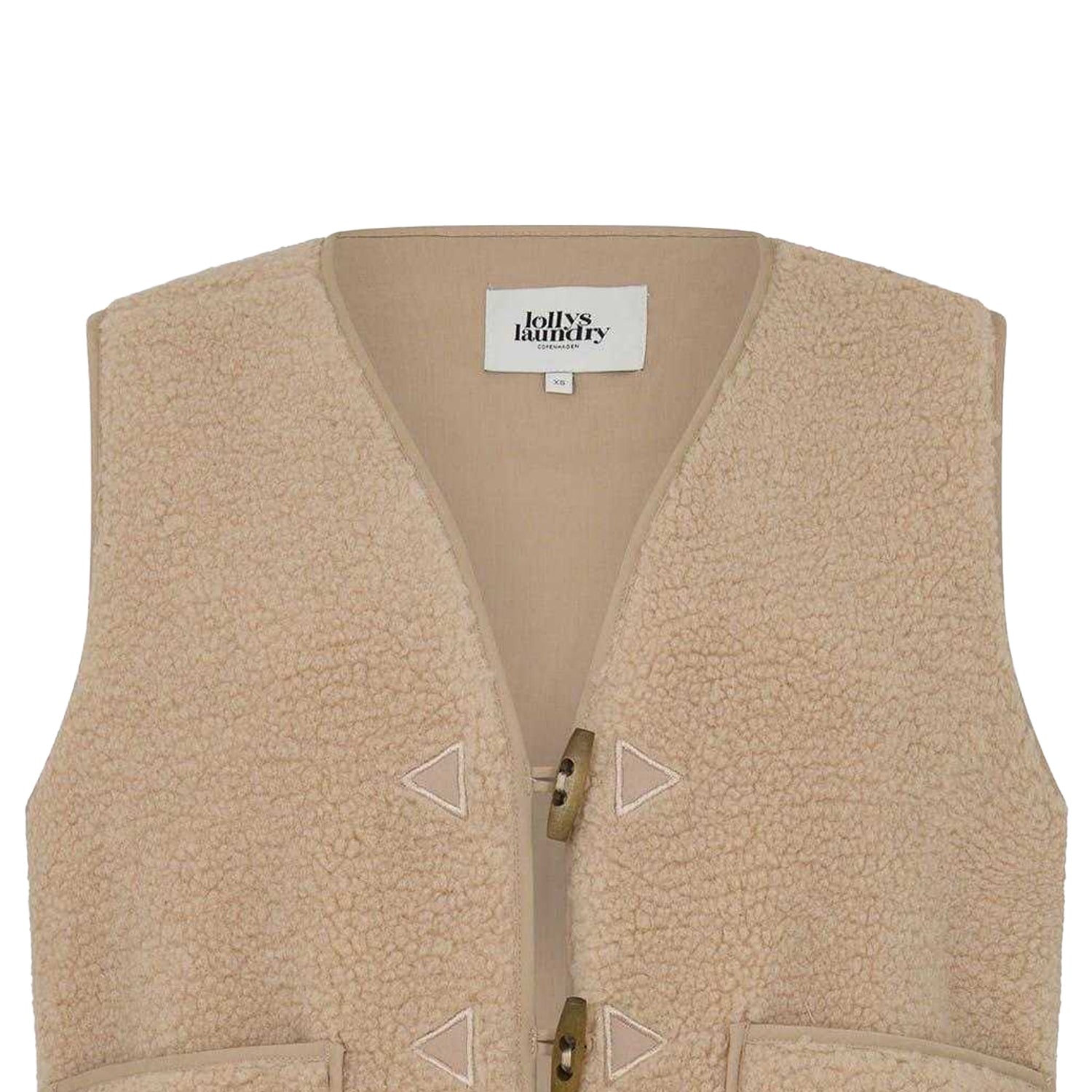 Beige - Side - Lollys Laundry Womens-Ladies Hugo Patterned Fleece Waistcoat