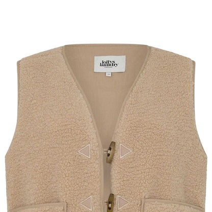 Beige - Side - Lollys Laundry Womens-Ladies Hugo Patterned Fleece Waistcoat